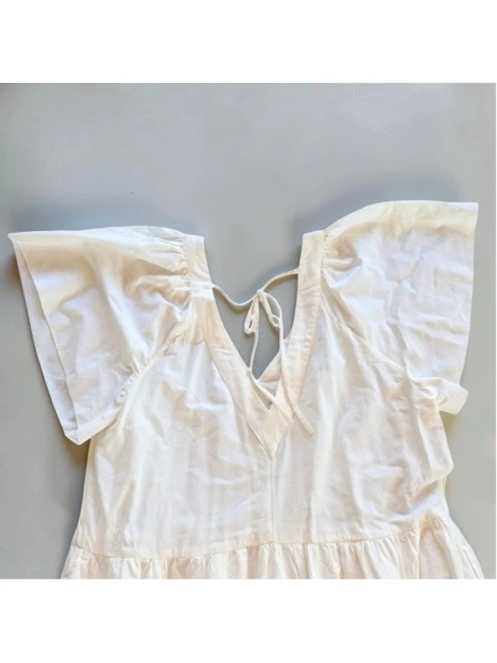 Old Navy Ivory Embroidered Flutter Sleeve Mini Dress Sz L Tall